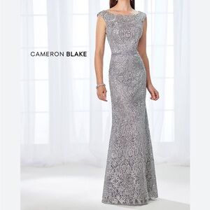 Cameron Blake by Mon Cheri Sz 6 SILVER Gown 118687